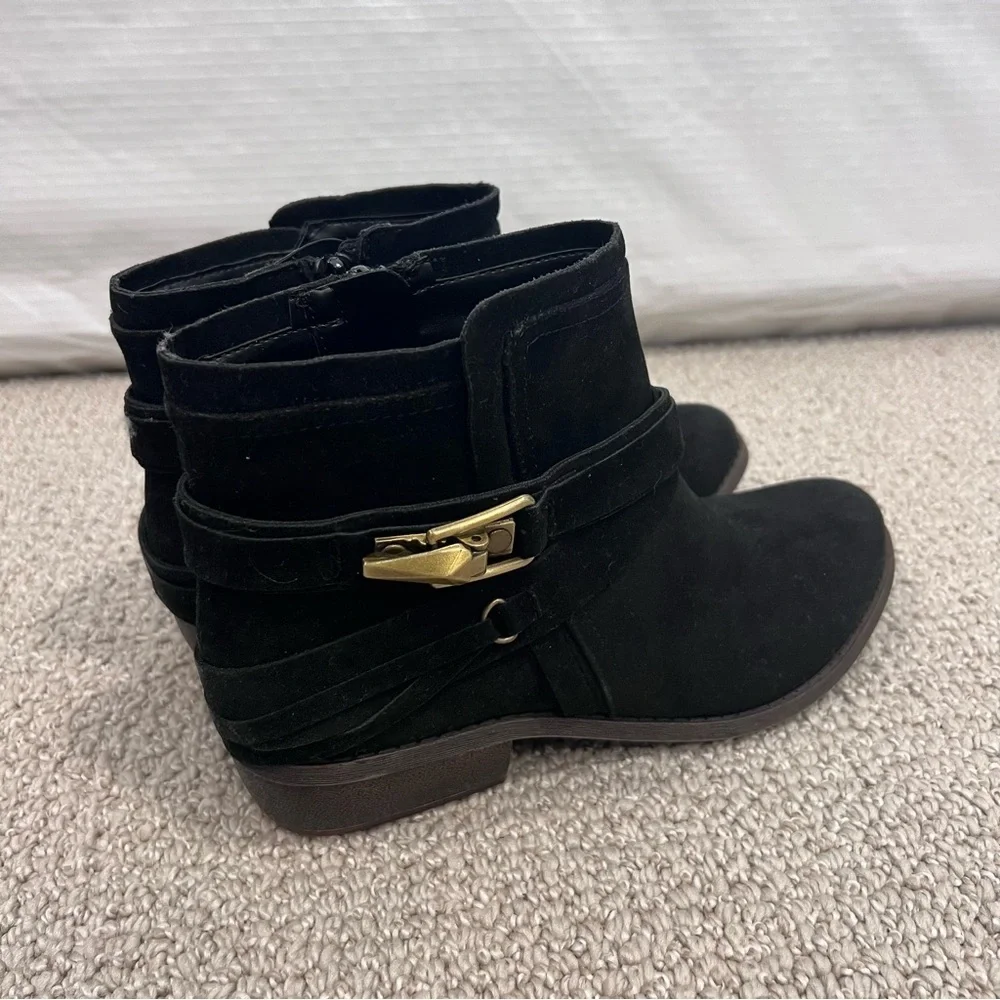 Fergalicious By Fergie Midas Black Women’s Ankle Boots Size 7.5 M New Side Zip,